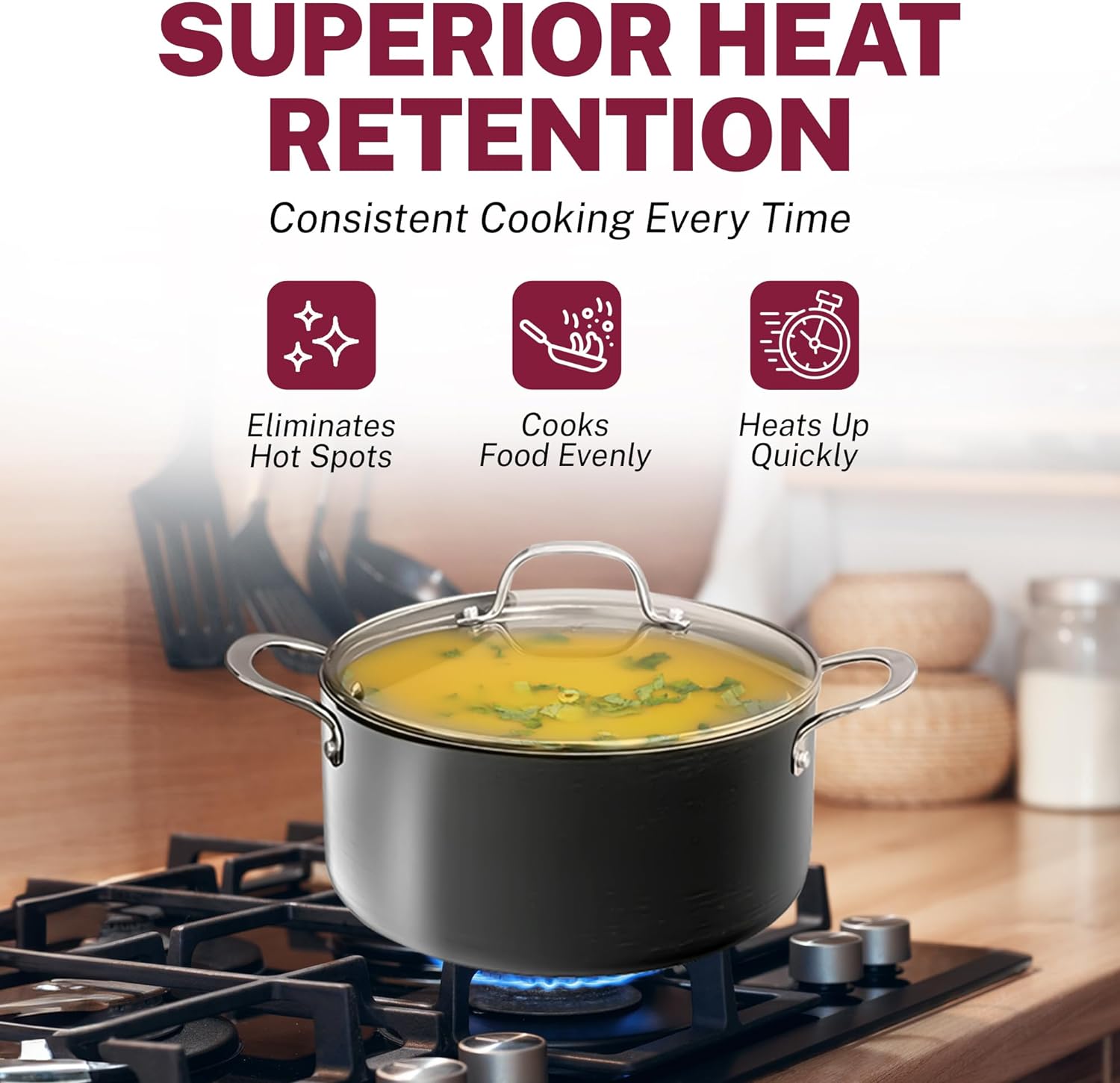 13 Pc Ceramic Pots and Pans Set Non Stick Cookware Set, Kitchen Cookware Sets, Pot and Pan Set, Hard Anodized Ceramic Cookware Set, Nonstick Cookware Set, Dishwasher Safe