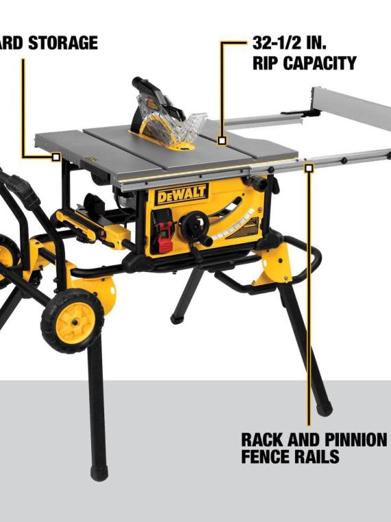 DW 10��� Jobsite Table Saw 32 1/2��� Rip Capacity and Rolling Stand DWE7491RS from DW