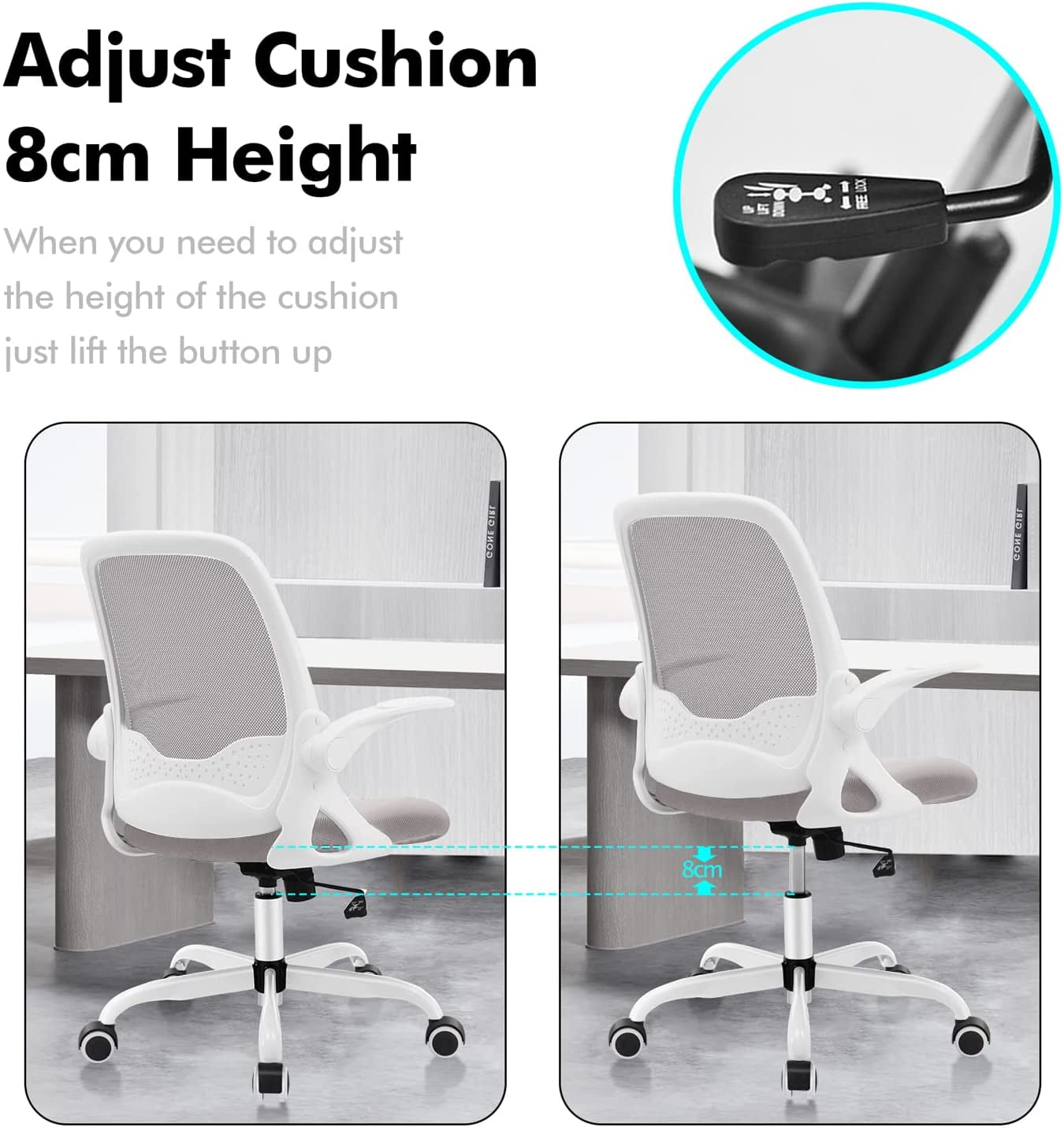 Coolhut Office Chair Ergonomic Home Desk Chair with Adjustable Armrests Mesh Computer Chair, Black