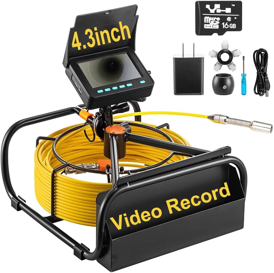 Sewer Camera 100ft,SYANSPAN 17mm Low Temperature Resistant Pipe Inspection Camera,16GB DVR Video Recording Endoscope Borescope w/LED Lights for Plumber, Homeowners(16GB DVR,100ft/30M)