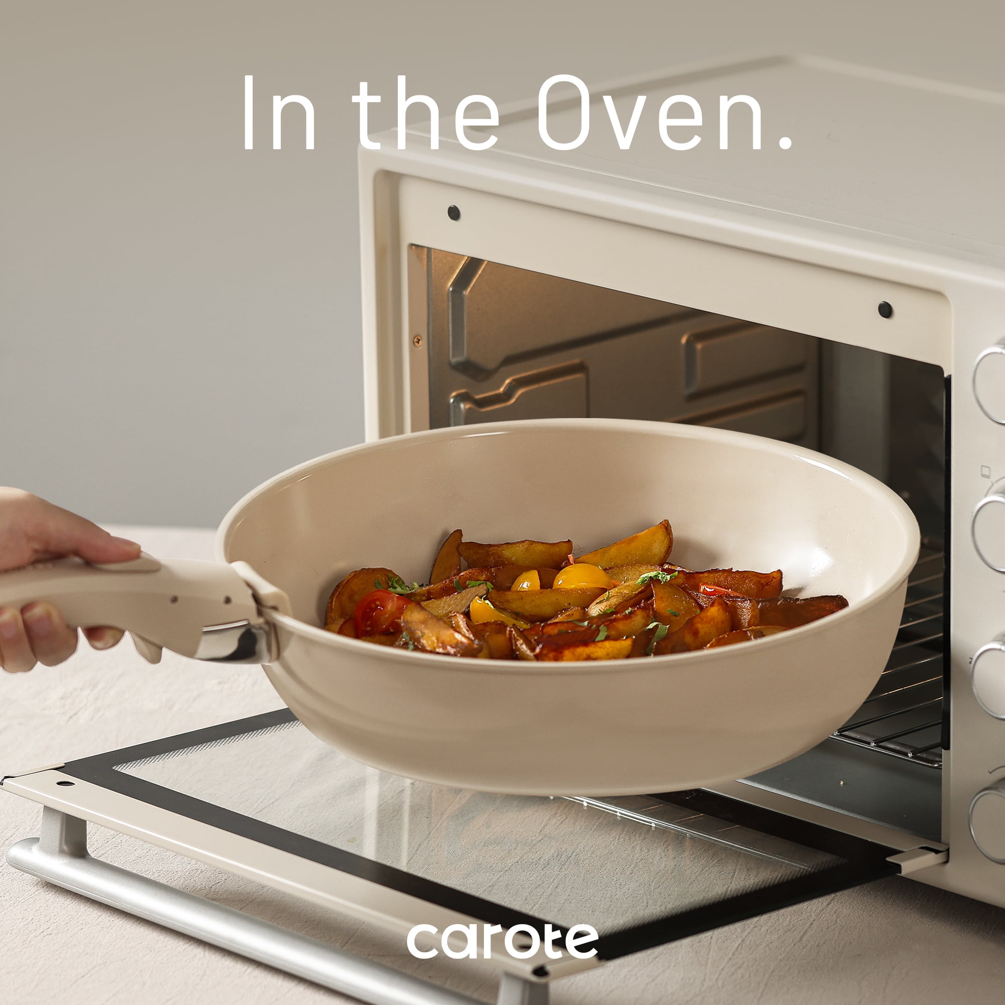 CAROTE 13-Piece Ceramic Cookware Set, Detachable Handle Pots and Pans Set, Oven Safe, Cream White