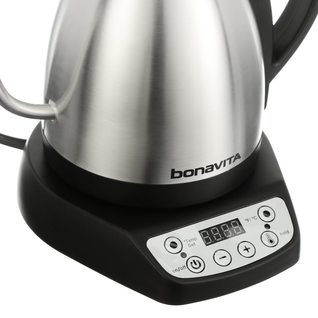 Bonavita 1.0L Variable Temperature Gooseneck Electric Kettle, Silver, 1000W, Precise Pour Control