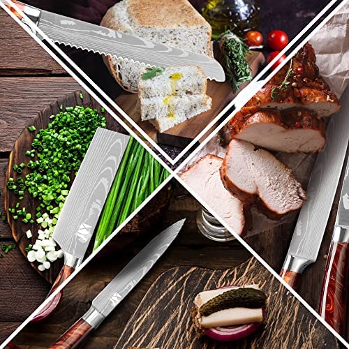 XYJ Stainless Steel Kitchen Knives Set 8 Piece Chef Knife Set with Carry Case Bag & Sheath Well Balance Ergonomic Handle