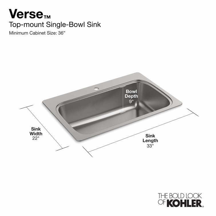20060-3-NA Verse 33 L x 22 W Top Mount Single Bowl Kitchen Sink