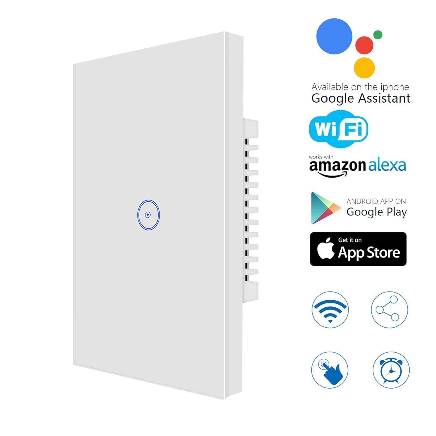 Jinvoo Smart 3-Gang Wall Light Switch, Touch Panel, Alexa & Google Home Compatible, No Hub Needed, 2-Pack, Black