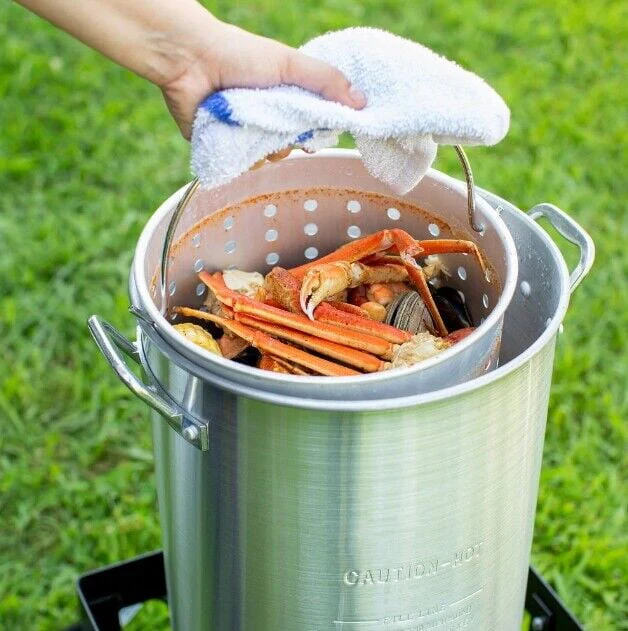 30 Qt Deluxe Aluminum Turkey Deep Fryer Kit Steamer Stock Pot Propane LP Outdoor