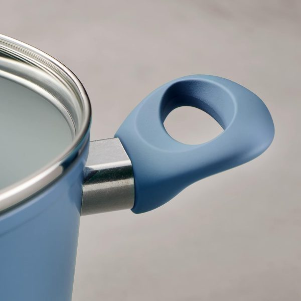 14-Piece Ceramic Cookware Set Blue Nonstick, Induction-Ready, Oven Safe, Dishwasher Safe, Includes Fry Pans, Sauté Pan, Sauce Pans, Dutch Oven, and Wooden Utensils, 80110/035DS