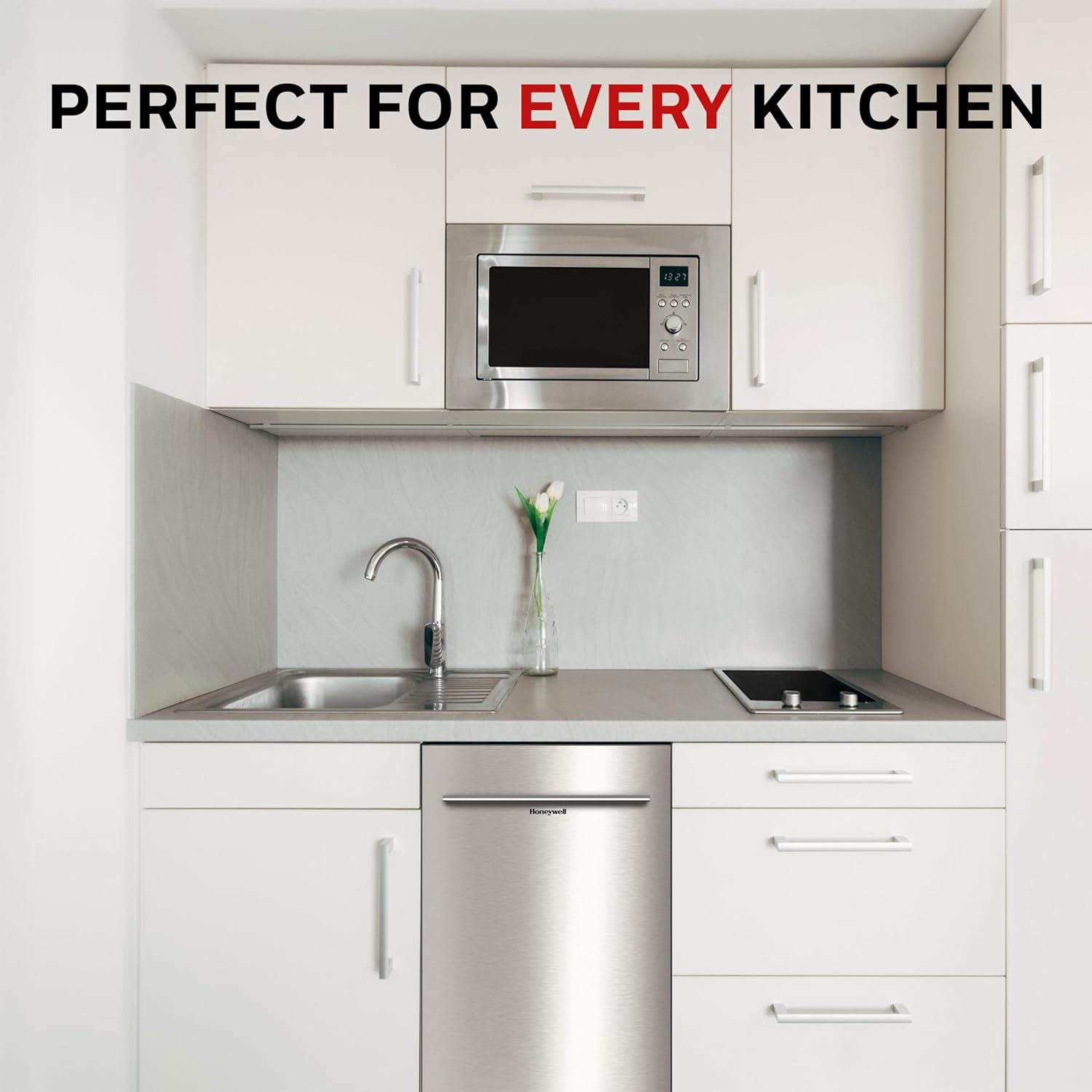 Honeywell 18 Inch Dishwasher with 8 Place settings, 6 Washing Programs, Stainless Steel Tub, UL/Energy Star- Stainless Steel