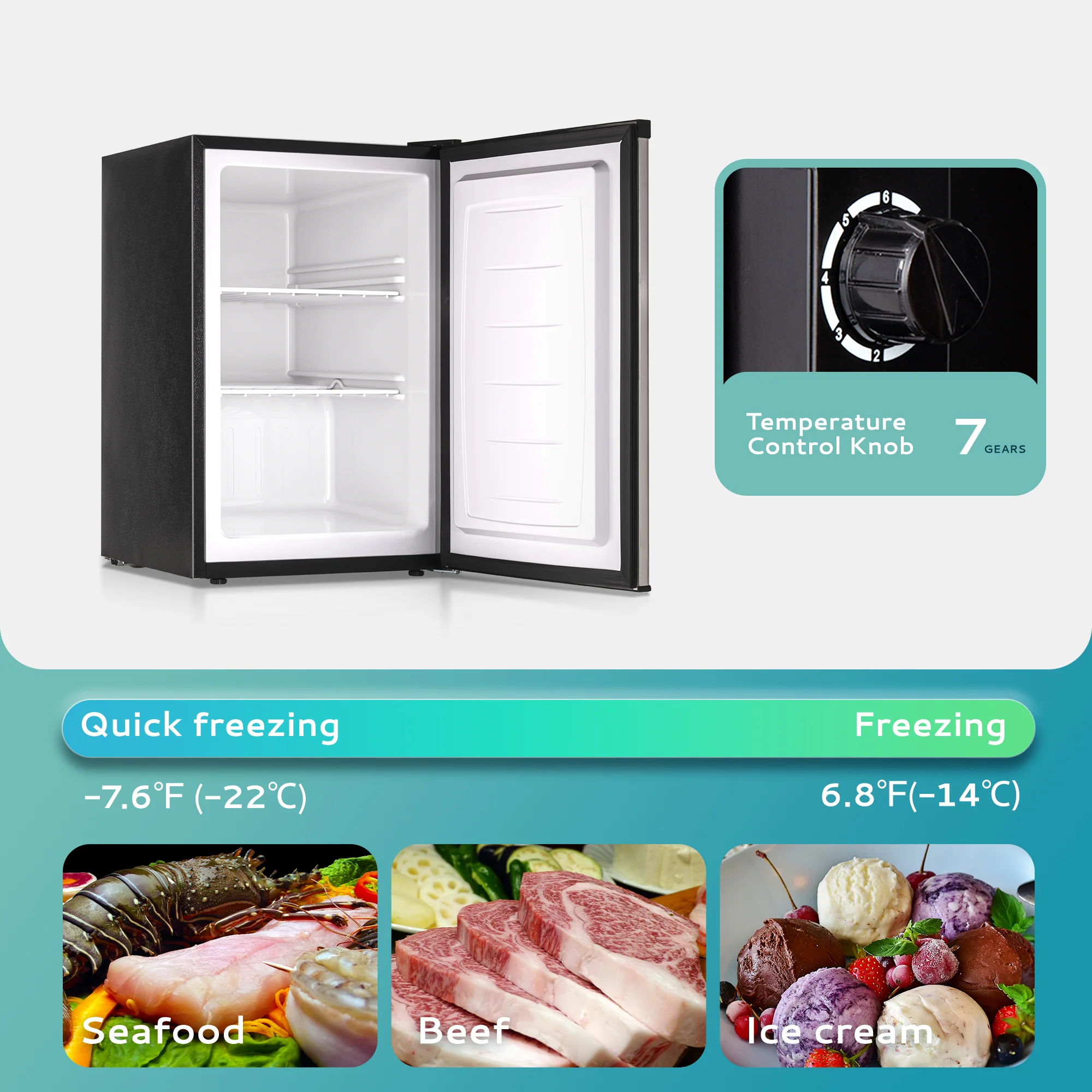 EUHOMY Compact Mini Freezer, Upright freezer Rapid Cooling