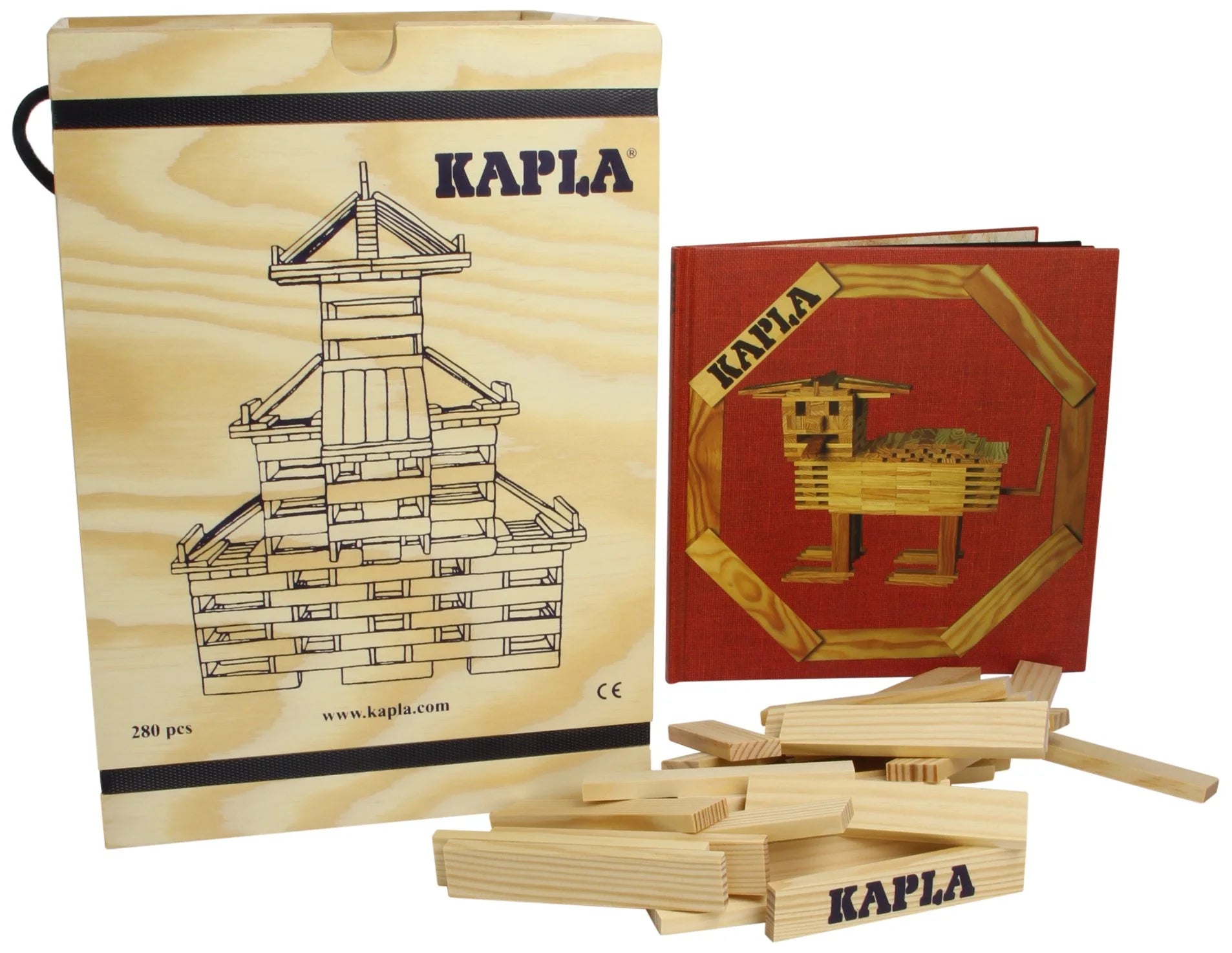 KAPLA 280 Piece Block Set With Red Advanced Animals And Architecture Book