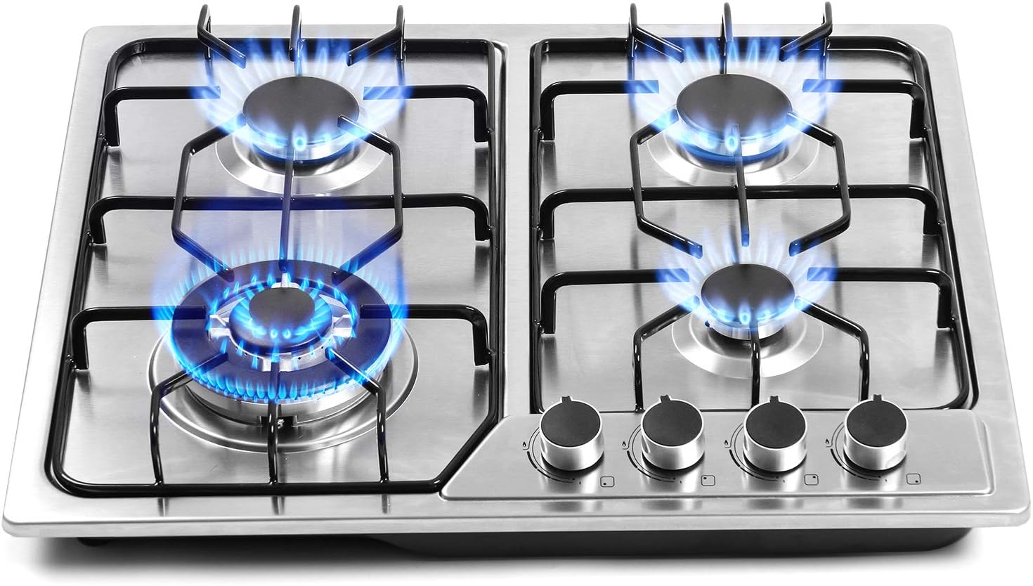 22′′x20′′ Built in Gas Cooktop 4 Burners Stainless Steel Stove with NG/LPG Conversion Kit Thermocouple Protection and Easy to Clean (20Wx22L)