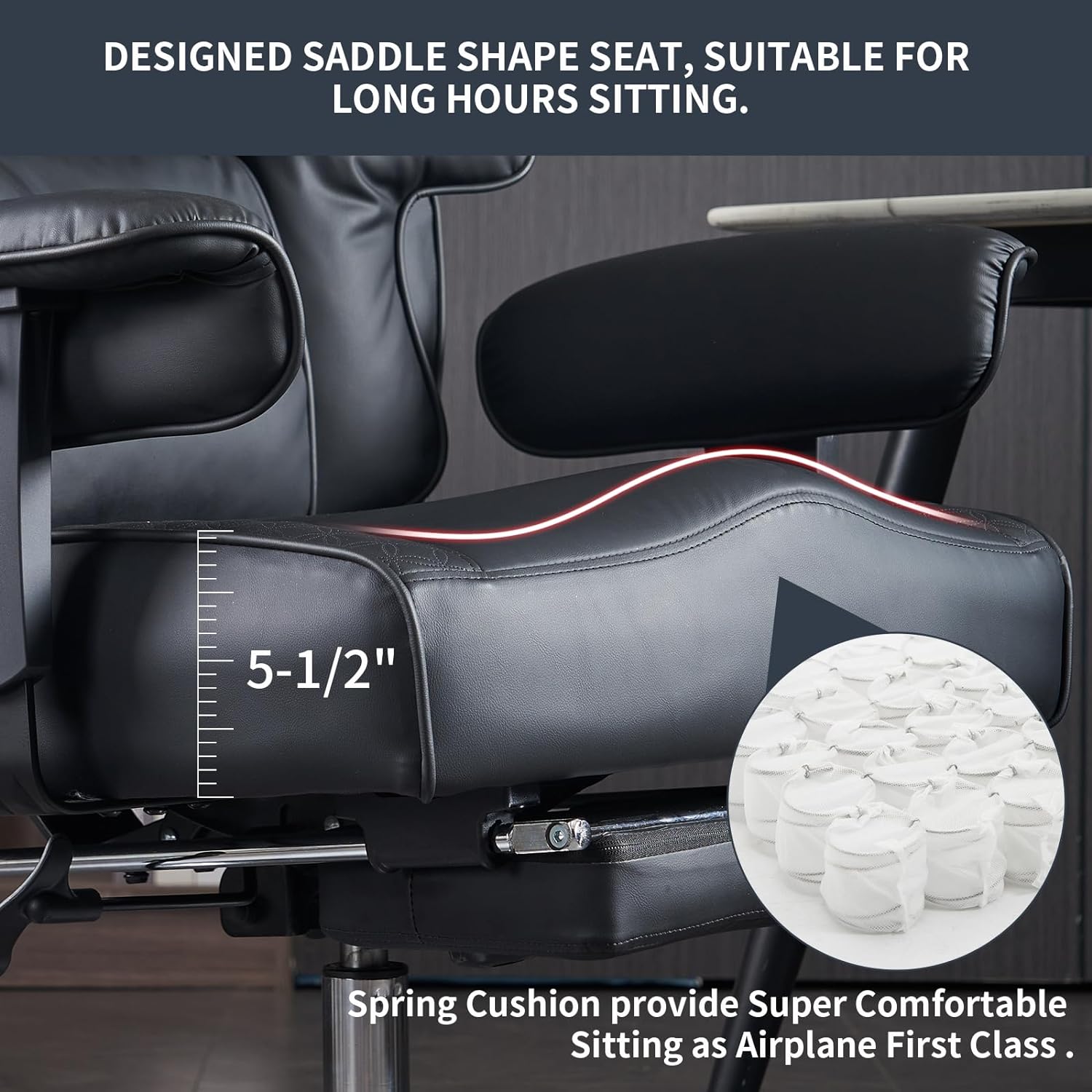 Large Tall Office Chair 400 lbs Wide Seat, Leather High Back Executive Office Chair with Footrest, Ergonomic Office Chair Lumbar Support to Relieve Lower Back Pain (Beige)