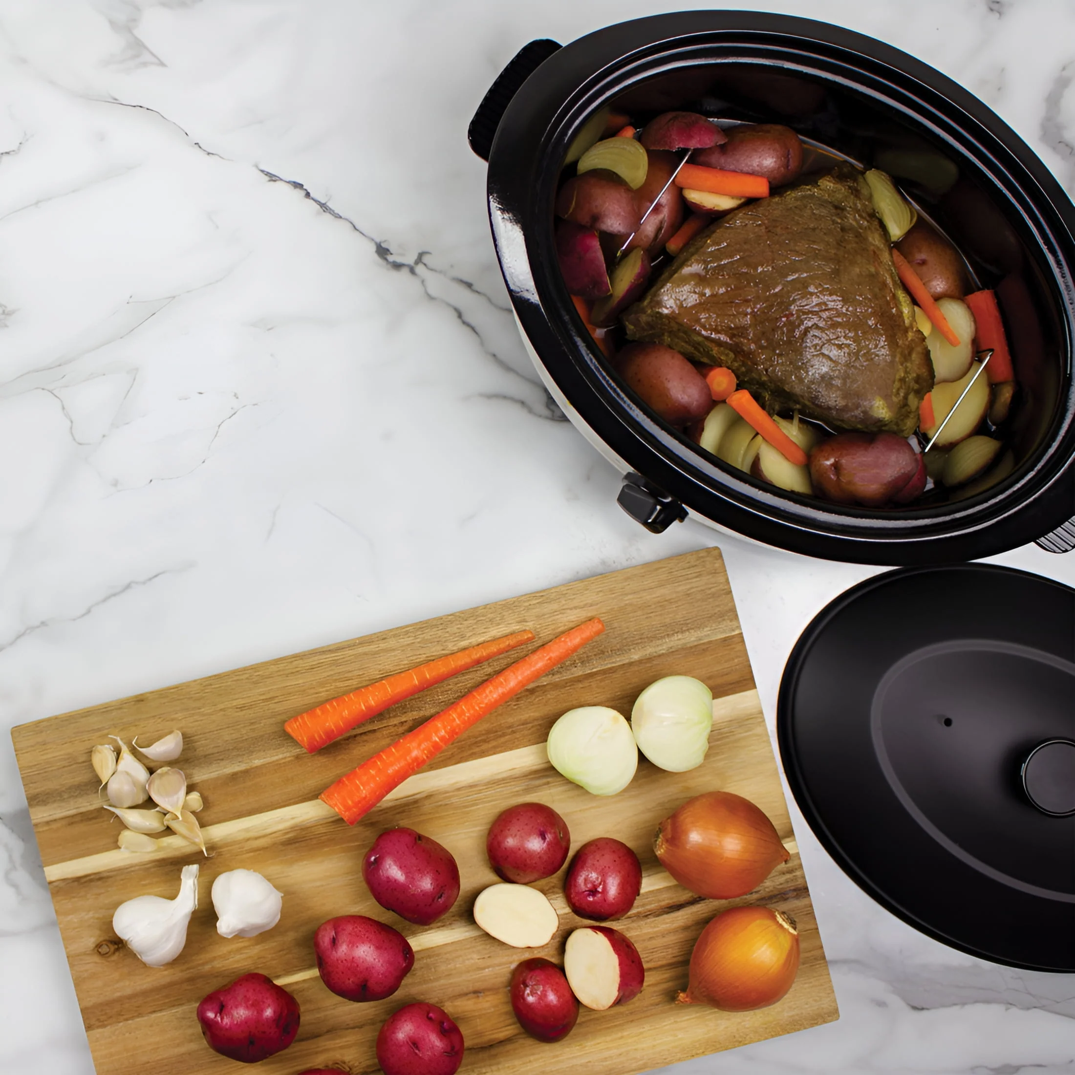 NESCO 6 Qt. Ivory Roaster with Porcelain Cook Well, 4816-14