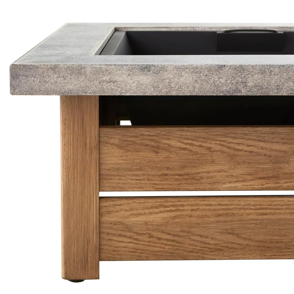 2195FPA-1-34 Stoneham 34 in. x 15.5 in. Square Steel Wood Fire Pit with Tile Top