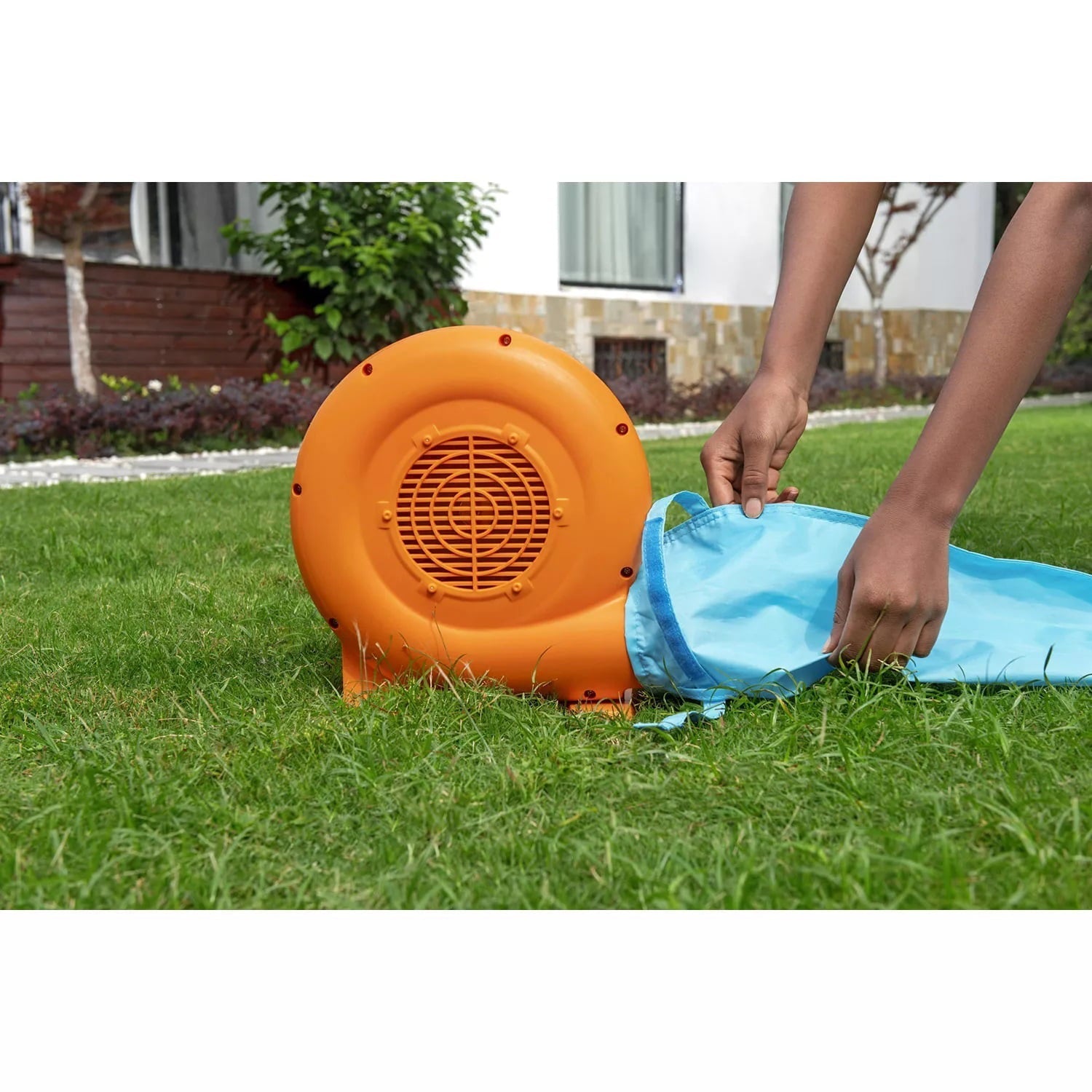 Up, In and Over Wonder Hoops 10′ Inflatable Bounce House Park with Basketball and Slide. 126