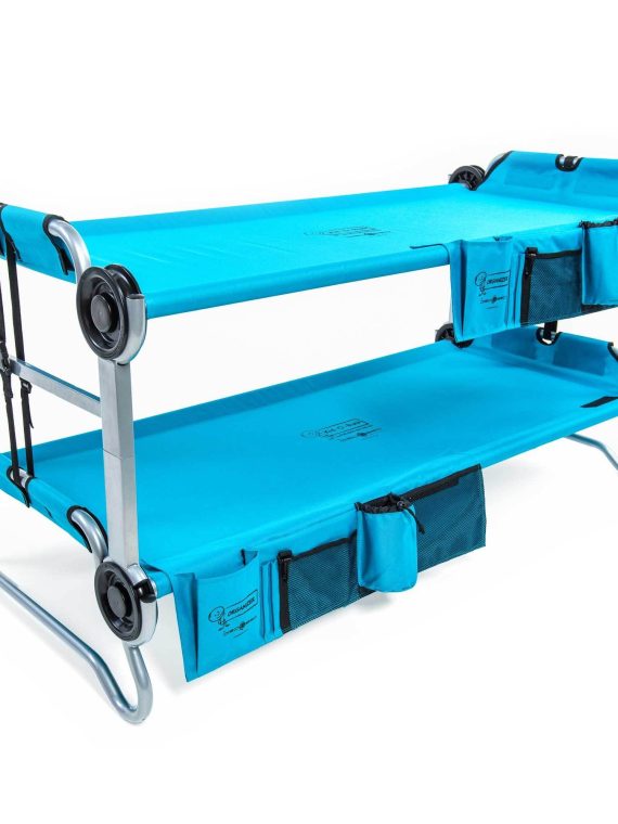 Disc-O-Bed Youth Benchable Camping Cot with Organizers, Teal Blue – Open Box