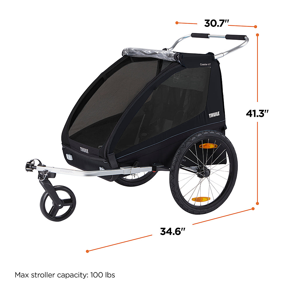 Thule - Coaster XT 2-Seat Bicycle Trailer and Stroller - Black