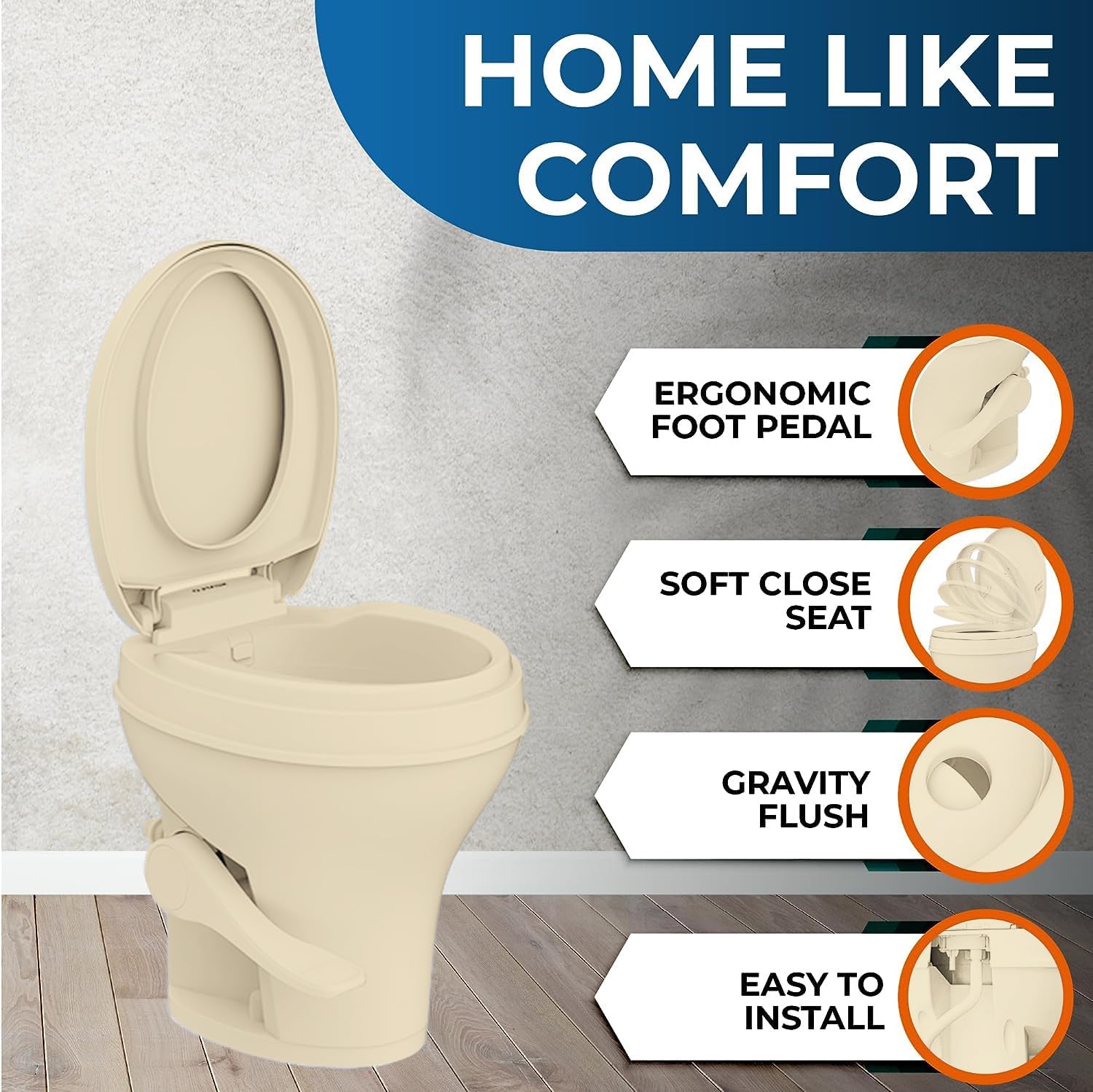 Toilet - Standard Height, Gravity Flush, Foot Pedal, Soft Close Lid with Sprayer Attachment