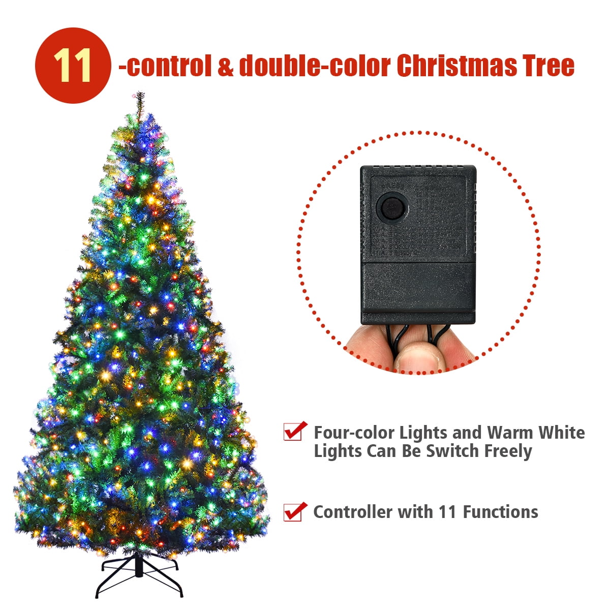 Costway 8Ft Pre-Lit Artificial Christmas Tree Hinged 750 LED Lights