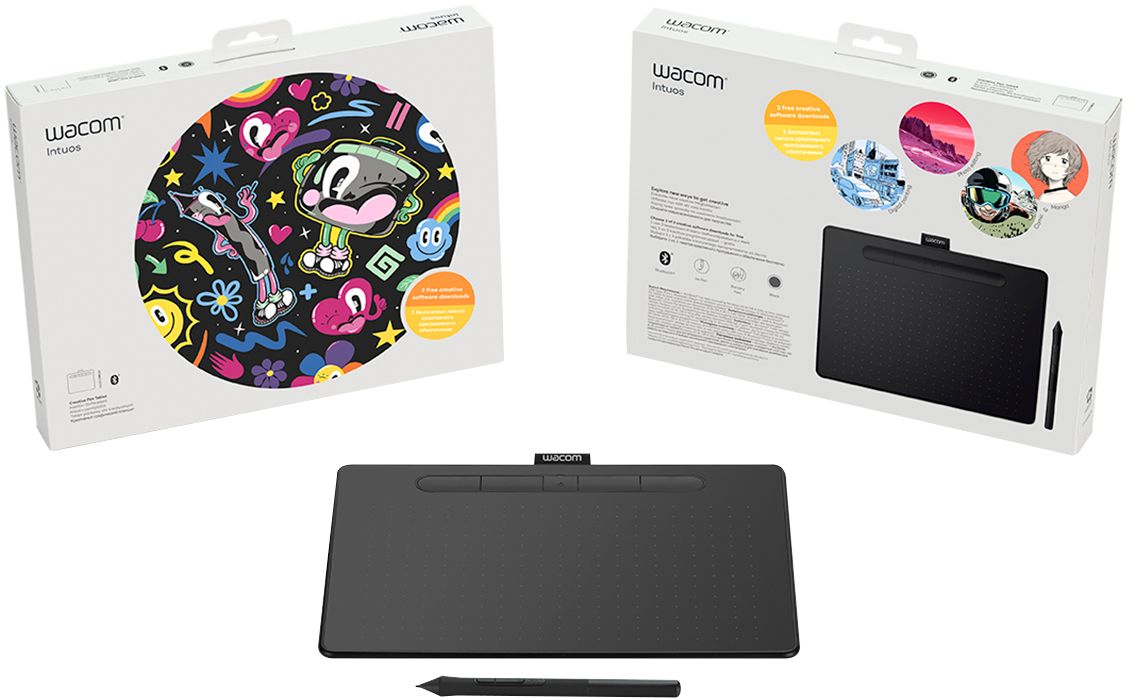 Wacom Intuos Medium Wireless Graphic Drawing Tablet, Black – Compatible with Mac, PC, Chromebook & Android, Software Included