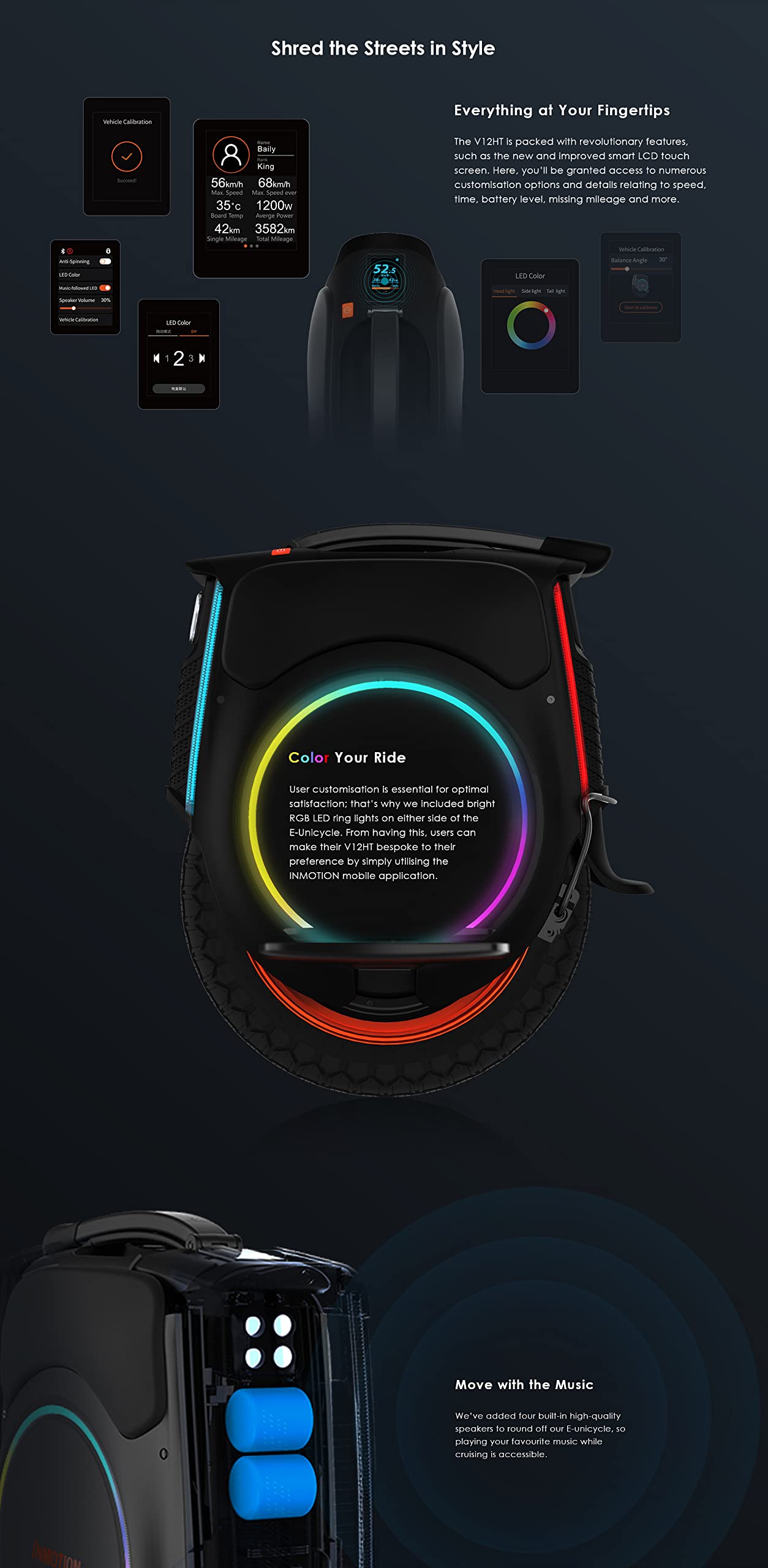 InMotion V12HT Electric Unicycle Self Balancing