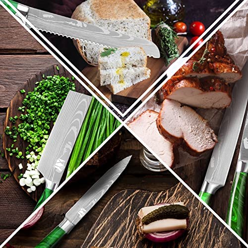 XYJ Stainless Steel Kitchen Knives Set 8 Piece Chef Knife Set with Carry Case Bag & Sheath Well Balance Ergonomic Handle