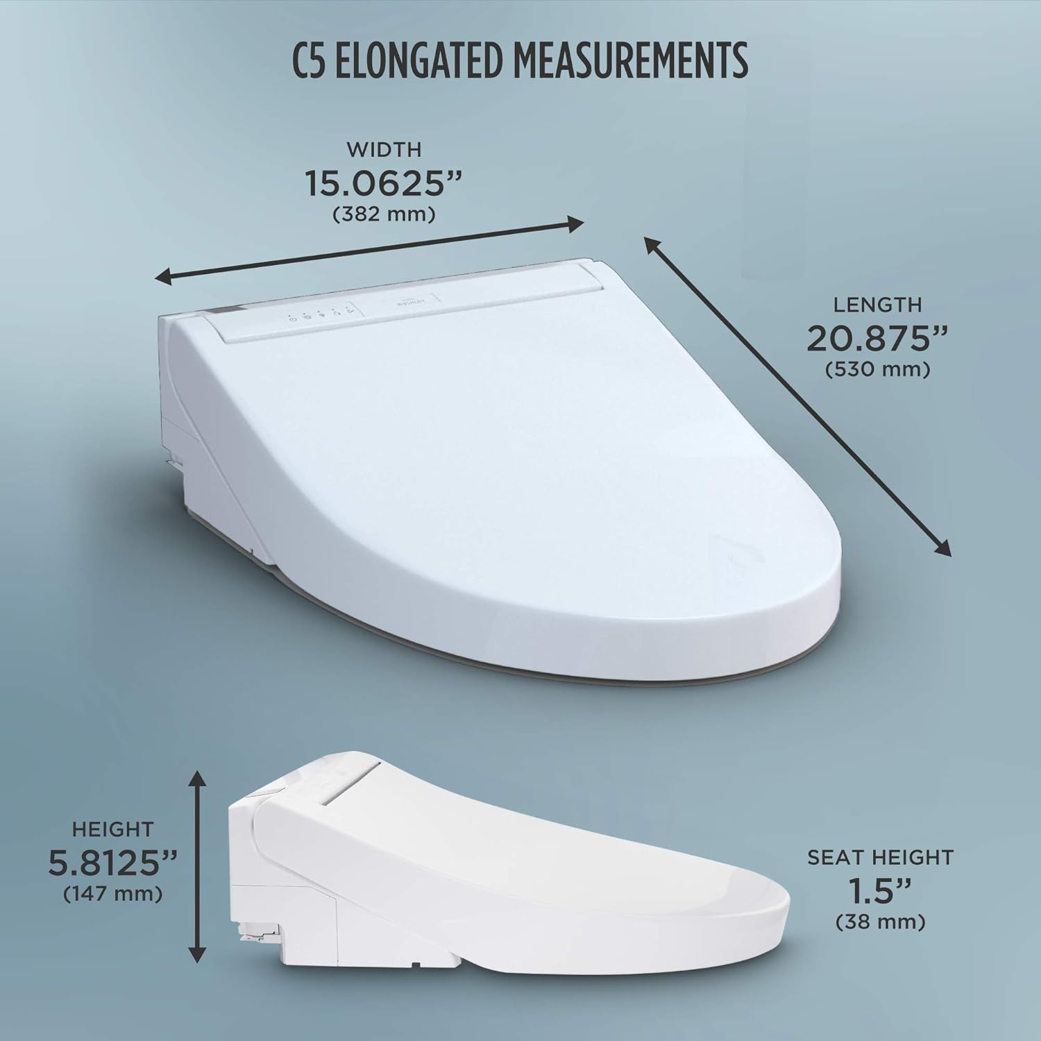 C5 Electronic Bidet Toilet Seat with and + Wand Cleaning, Elongated, Cotton White
