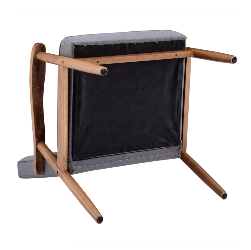 (75 x 69 x 84) cm Retro Modern Wooden Single Chair, Grey Fabric