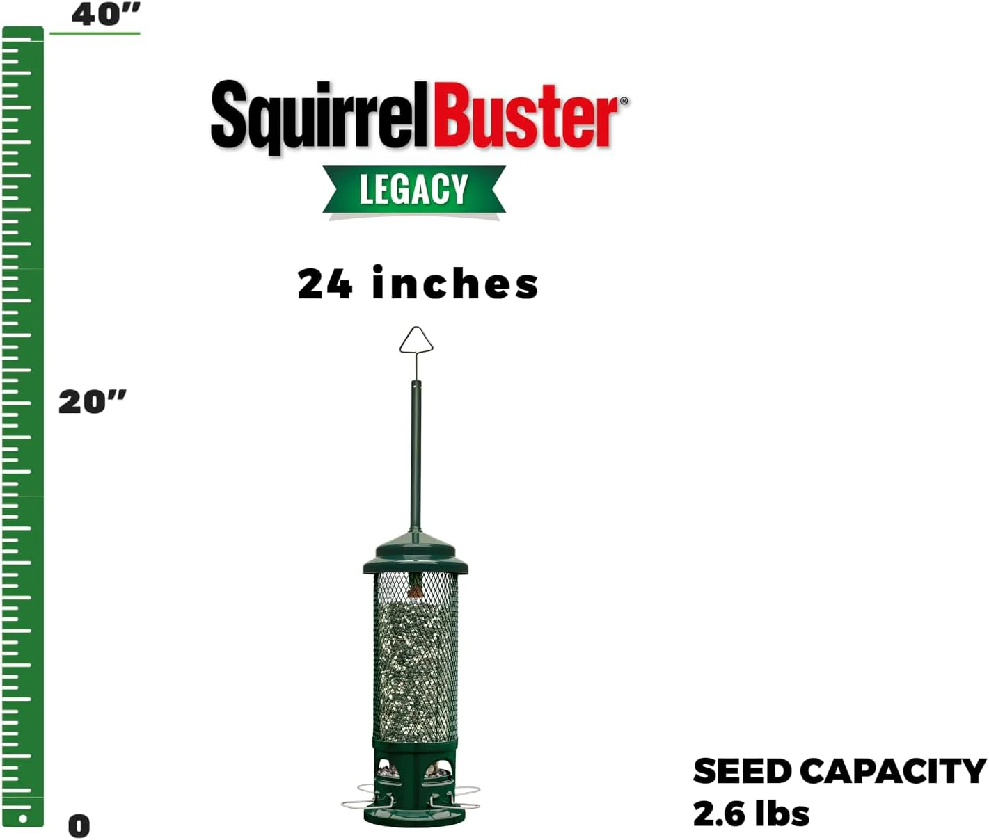 Squirrel Buster Legacy Squirrel-proof Bird Feeder w/4 Metal Perches, 2.6-pound Seed Capacity