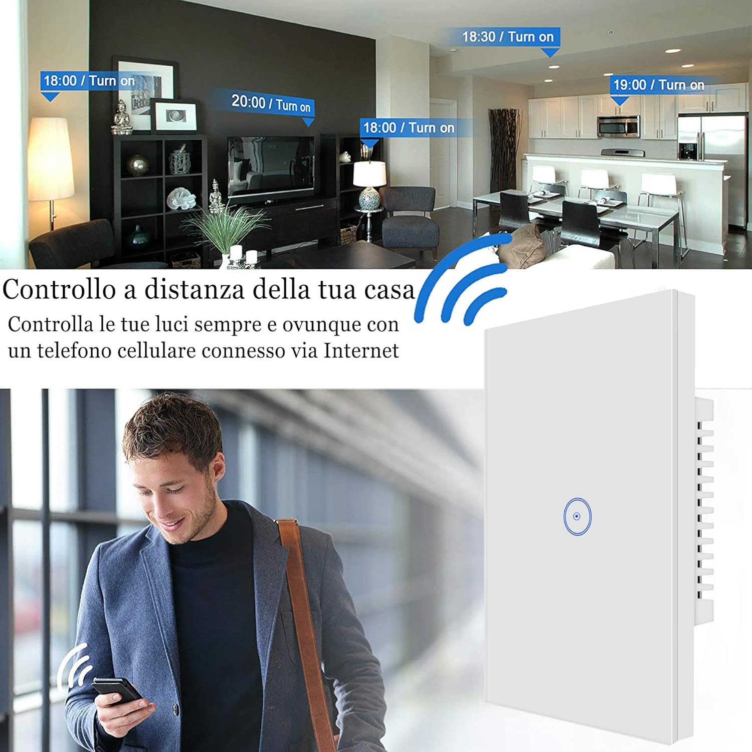 Jinvoo Smart 3-Gang Wall Light Switch, Touch Panel, Alexa & Google Home Compatible, No Hub Needed, 2-Pack, Black