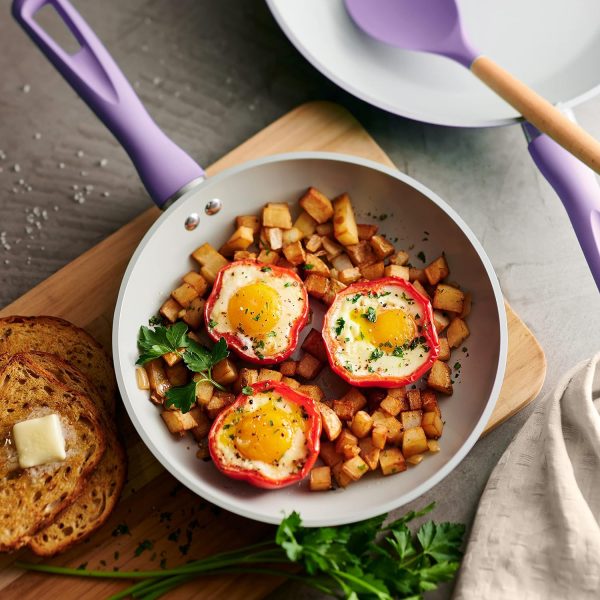 14-Piece Ceramic Cookware Set Purple Nonstick, Induction-Ready, Oven Safe, Dishwasher Safe, Includes Fry Pans, Sauté Pan, Sauce Pans, Dutch Oven, and Wooden Utensils, 80110/037DS