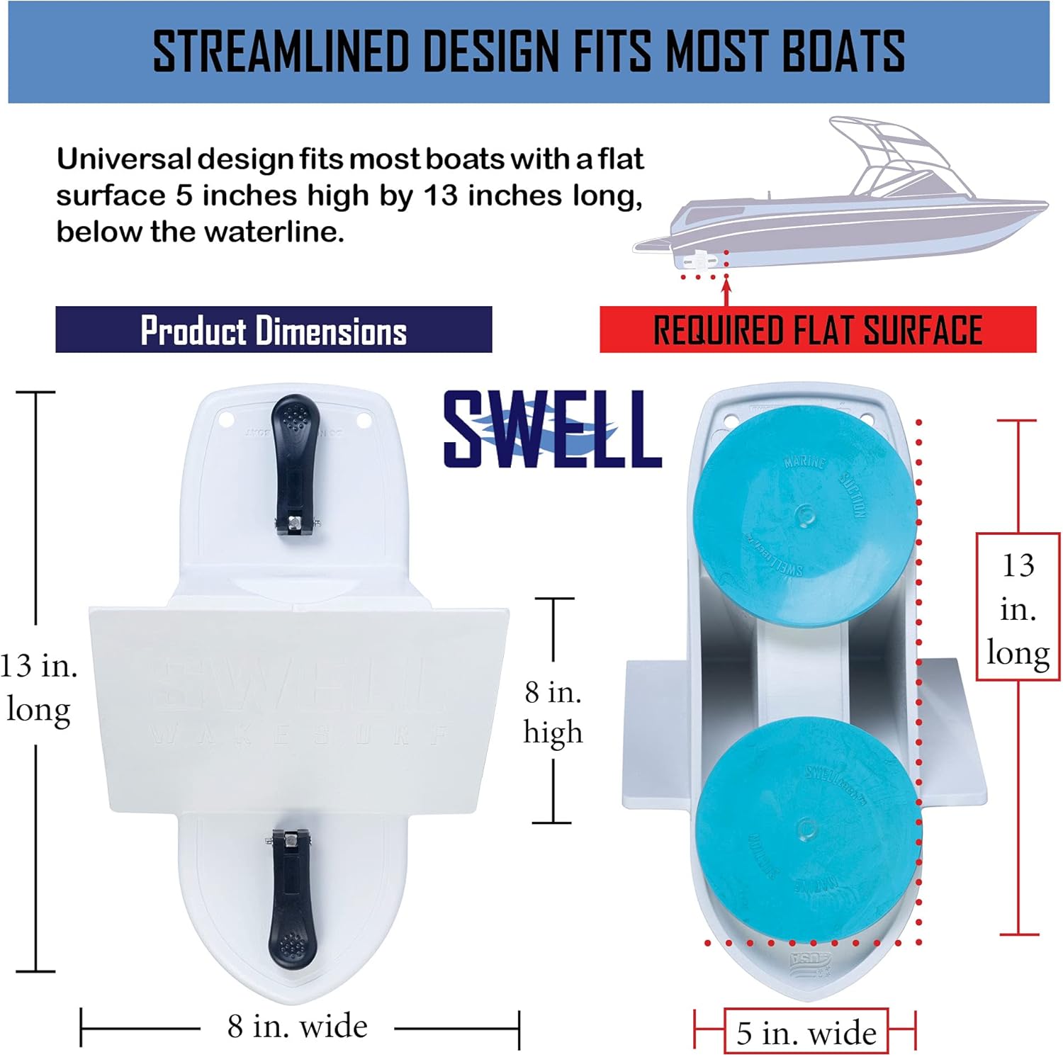 SWELL Wakesurf Creator FBA_1FT – Durable Floating Wave Generator, White, Modern Style, Universal Boat Compatibility