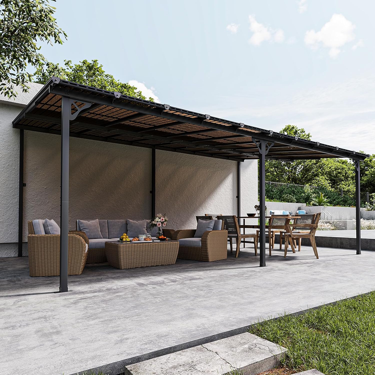 Polycarbonate Wall Mounted Lean To Gazebo