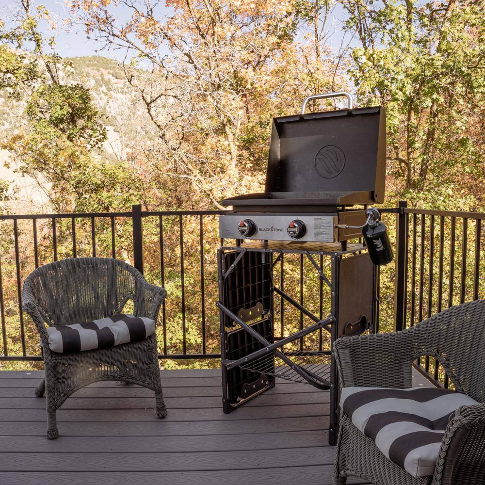 1813 22 in. 2 Burner and Stainless Steel with Hood Tabletop Griddle in Black