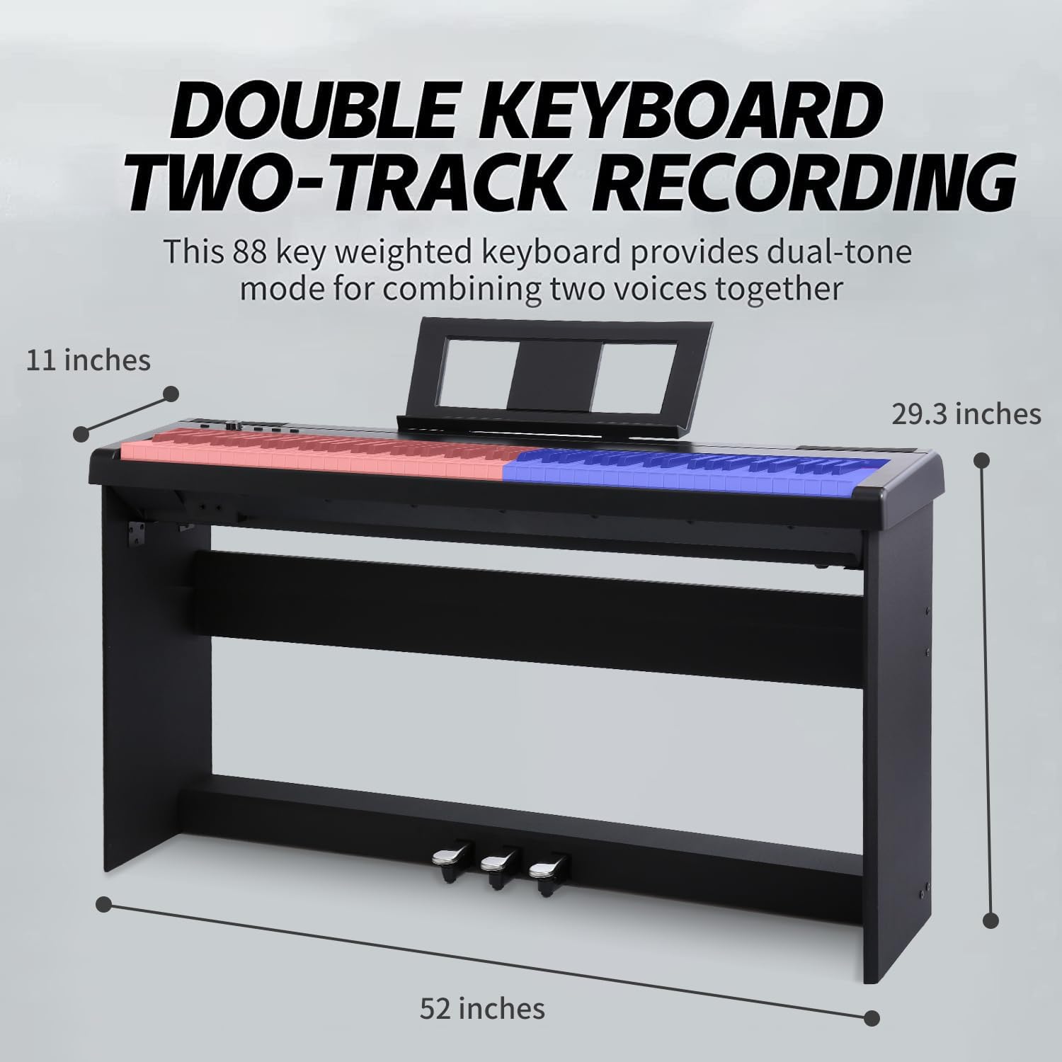 AODSK S-200 88-Key Weighted Digital Piano, Hammer Action, Black, with Sustain Pedal & Stereo Speakers