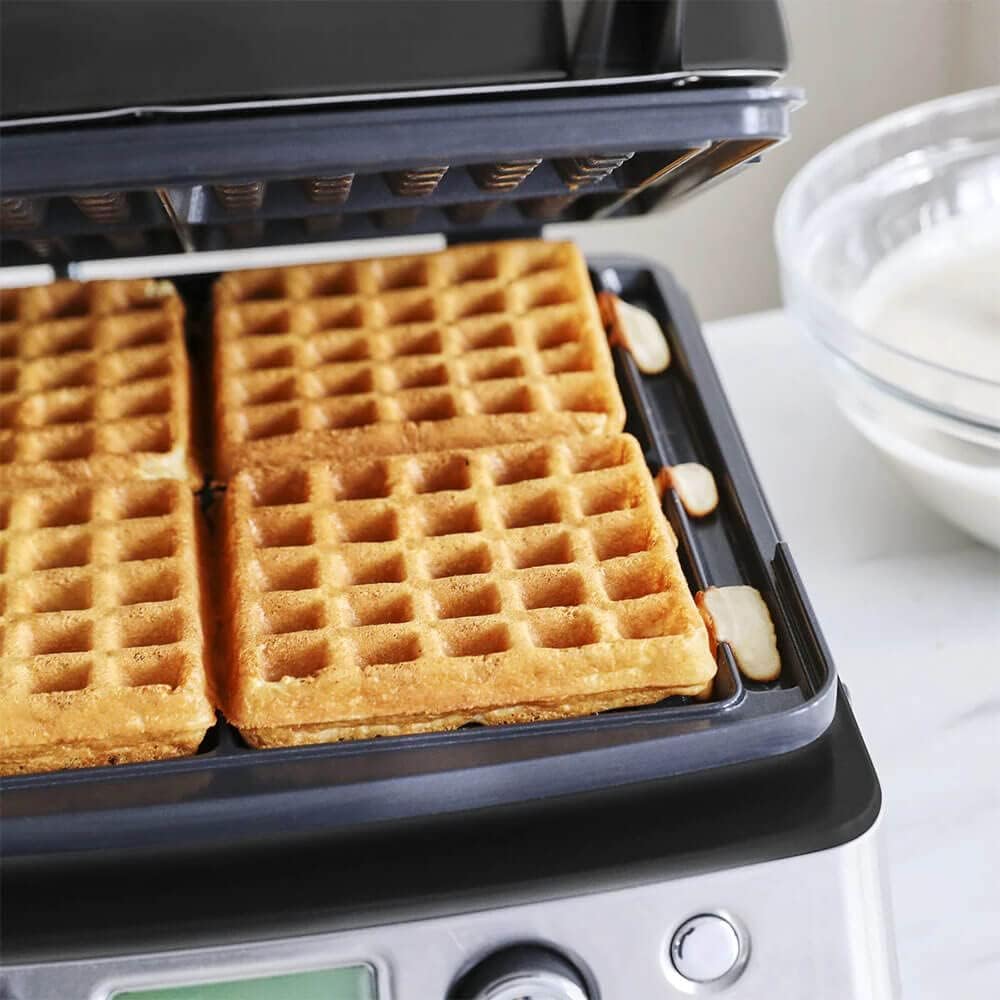 Elite 4-Square Belgian & Classic Waffle Iron, Healthy Ceramic Nonstick Aluminum Dishwasher Safe Plates, Adjustable Shade/Crunch Control, Wont Overflow, Easy Cleanup Breakfast,