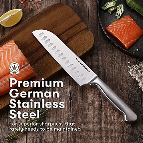 19-Piece Premium Kitchen Knife Set With Wooden Block | Master Maison German Stainless Steel Cutlery With Knife Sharpener & 8 Steak Knives