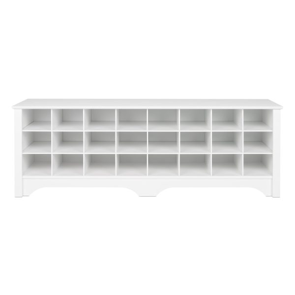 24 Shoe Cubby Wide Hall Bench, White