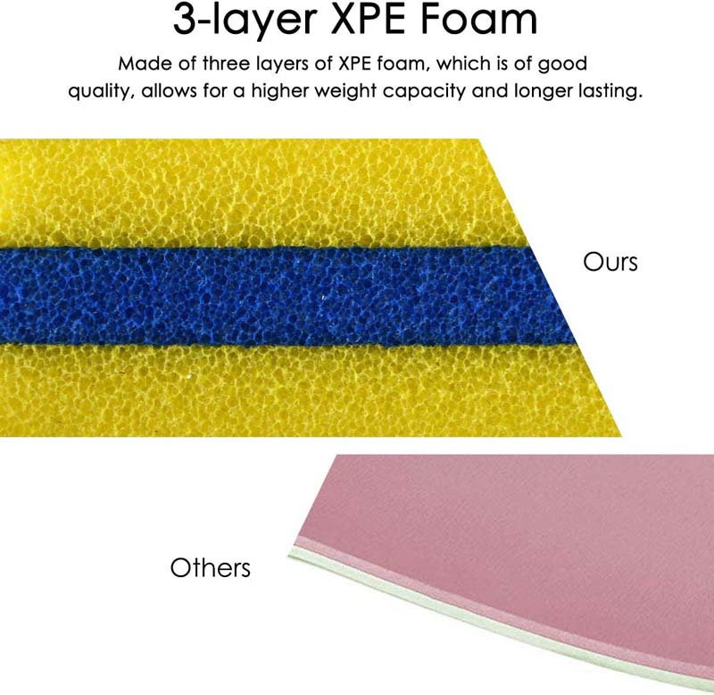 18 x 6 FT Floating Water Pad, 3-Layer XPE Foam Water Mat with Rolling Pillow, Floating Island for River Lake Ocean