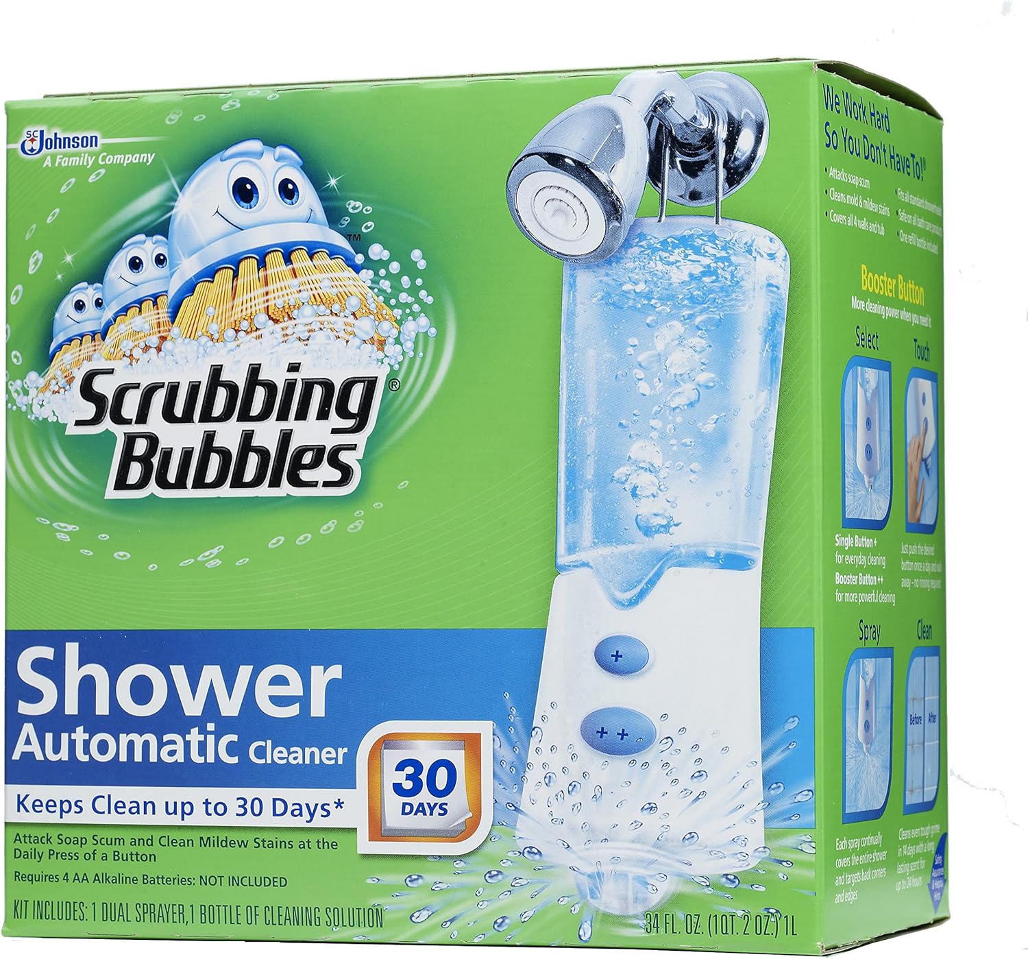 Scrubbing Bubbles Automatic Shower Cleaner Starter Kit, 34 oz Spray, Fresh Scent, 30-Day Clean