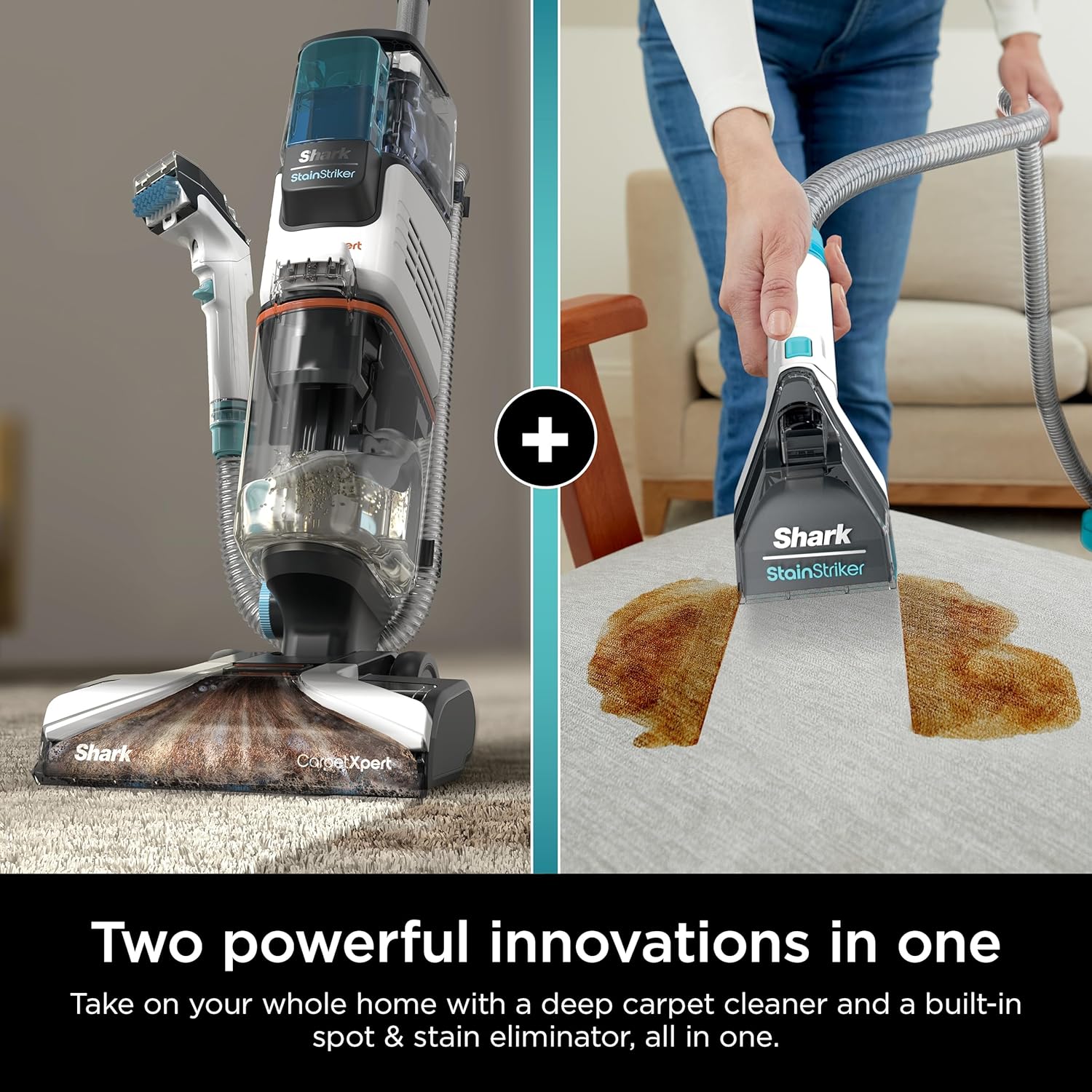 Shark CarpetXpert EX201 Carpet Cleaner, Cyan – Deep Cleaning with StainStriker, Perfect for Pets, Includes Spot & Stain Remover Tools