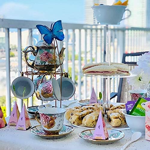 DaGiBayCn 20 PCS Tea set Ceramics Tea set Afternoon Tea Set Adult tea set Gift Tea Set Can Drink Coffee Strong Tea blue