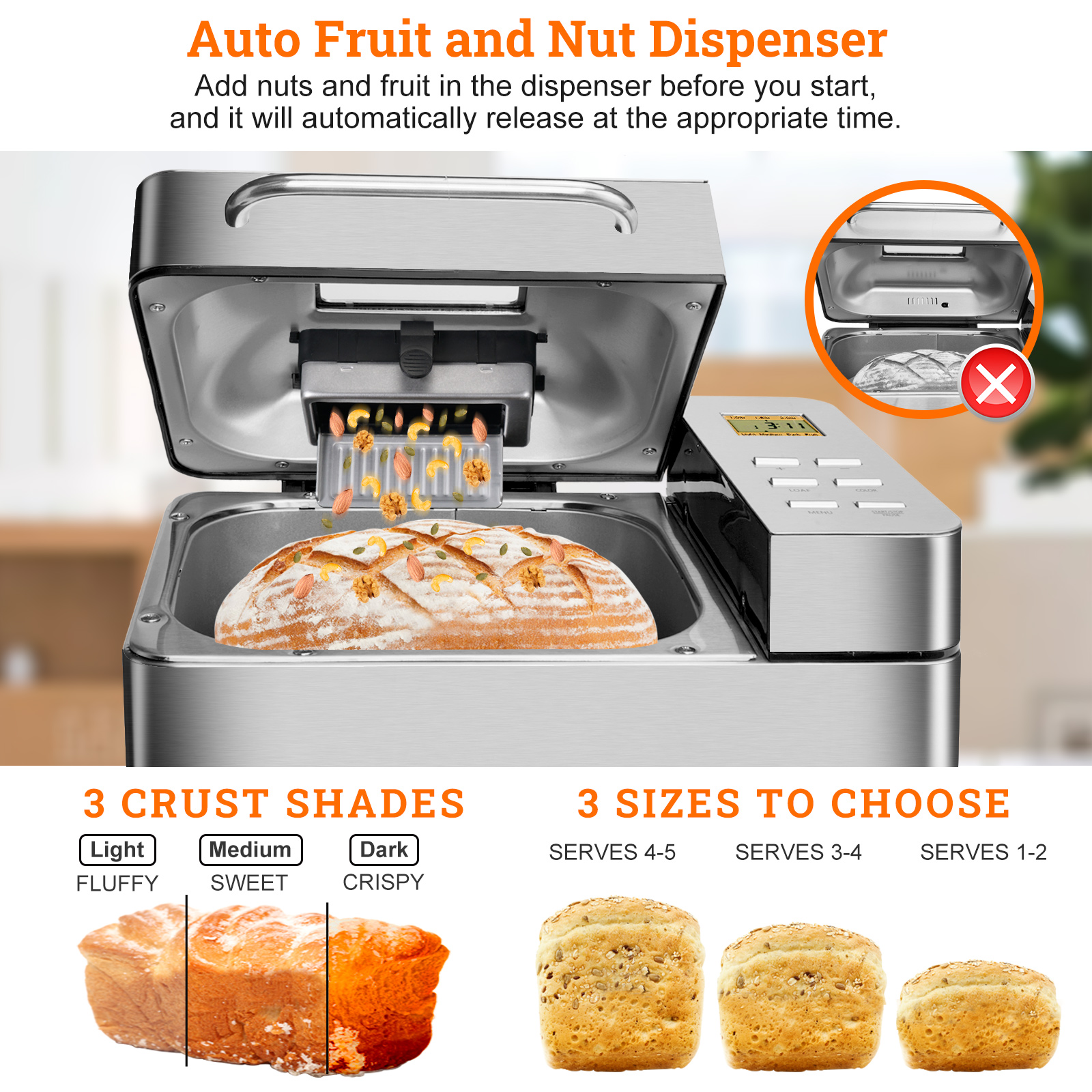 013 KBS 17-In-1 2LB Bread Maker Machine Fully Automatic LCD Display