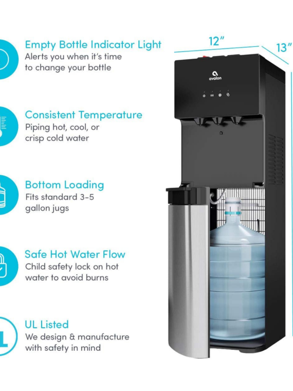 Avalon Bottom Loading Water Cooler Water Dispenser With BioGuard, 3 Temperature Settings