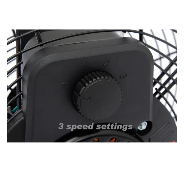20-in 3-Speed Indoor Black Floor Fan