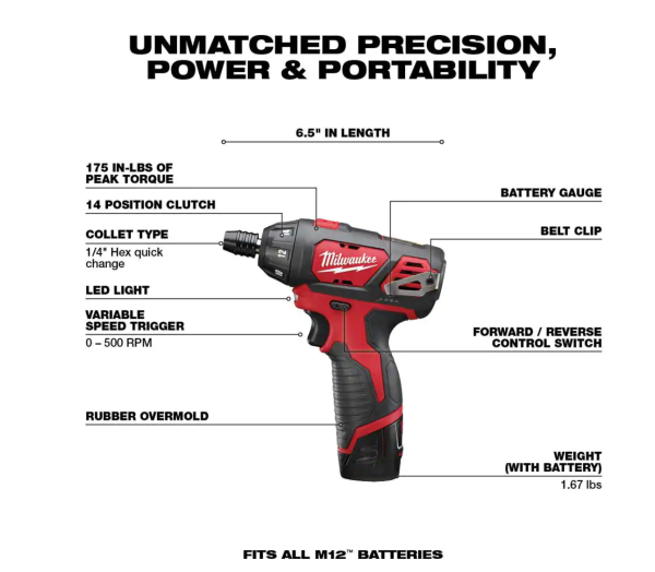 2401-22-2367-20 M12 12-Volt Li-Ion Cordless 1/4 in. Hex Screwdriver Kit w/ M12 Service   Repair 700 Lumens Flood Light w/ USB Charging