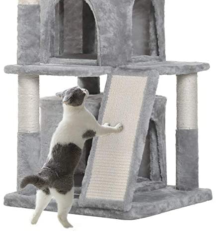 Hey-brother 41.34 inches Cat Tree with Scratching Board, 2 Luxury Condos, Cat Tower