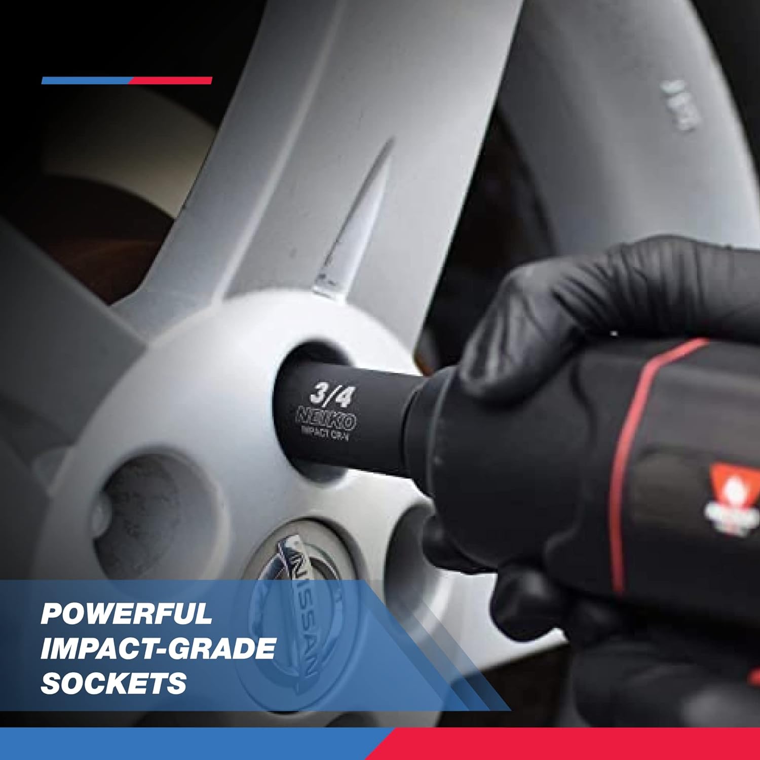 Chrome Vanadium Impact Socket Set 1/2′′ Drive, 65-Piece, SAE & Metric, Deep & Shallow, Includes Adapters & Ratchet Handle