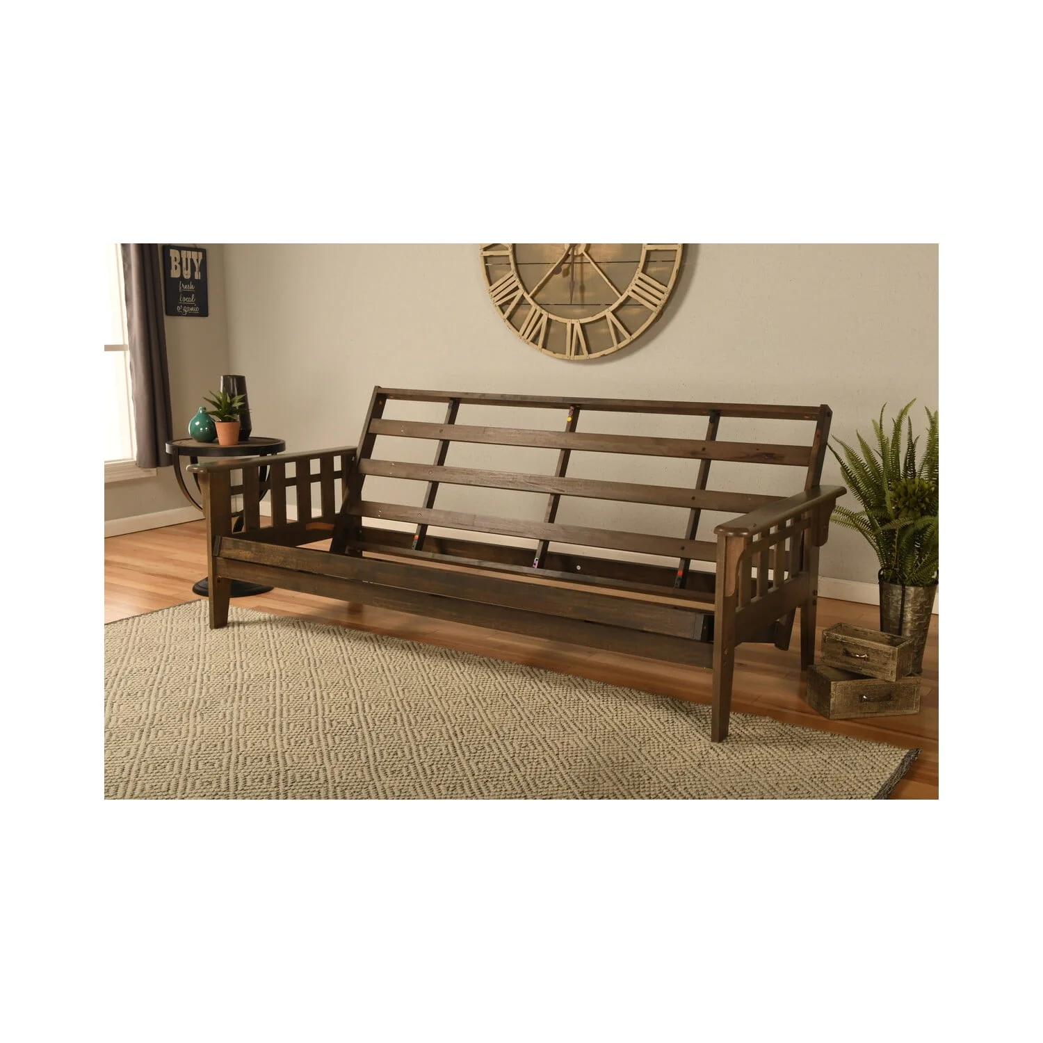 Kodiak Furniture Tucson Wood Futon Frame in Rustic Walnut Brown