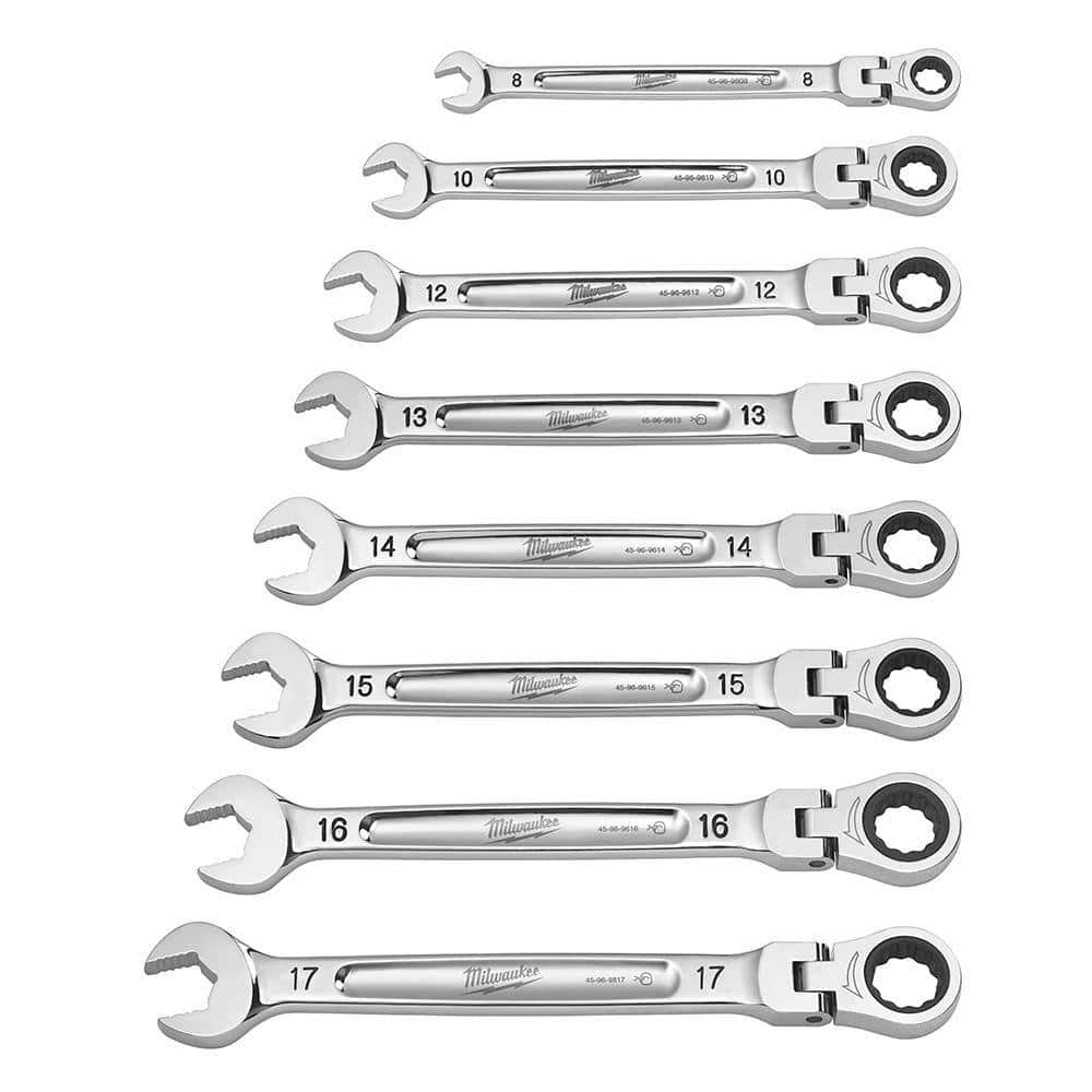144-Position Flex-Head Ratcheting Combination Wrench Set SAE and METRIC (14-Piece)